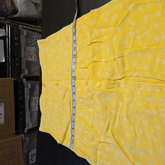 Elodie Yellow White Tiny White Floral Pattern Button Front Skirt Size Small - Picture 14 of 15